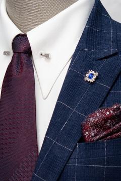 Bộ Suit Xanh Denim Kẻ Ô Modern Fit TGS358